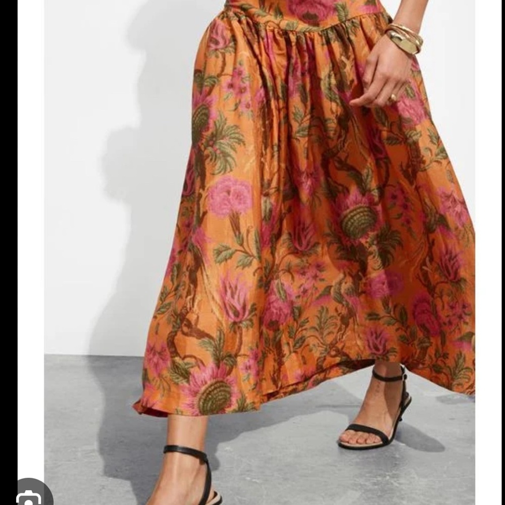 Floral Orange A line skirt